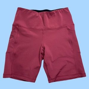 Pink biker shorts with side pockets tummy control